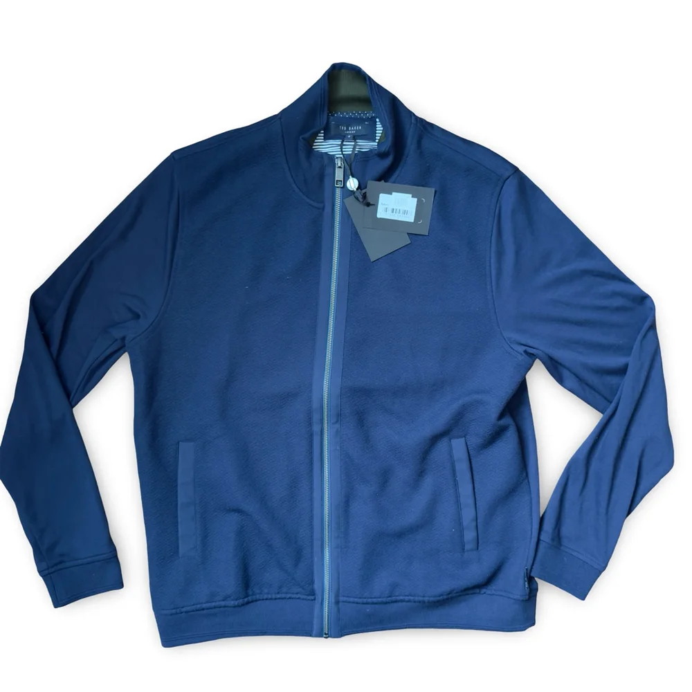 Ted Baker London Men’s Quilted Jersey Bomber Jacket - Navy, Size 8‎ (Large), New